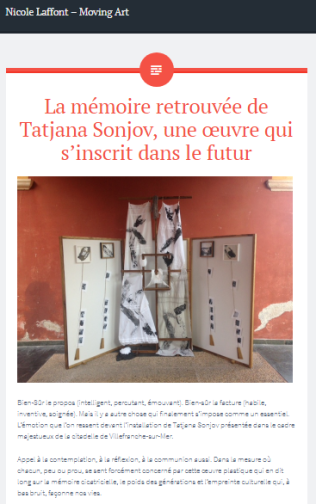 Tatjana Sonjov - Article Moving Art - Nicole Laffont